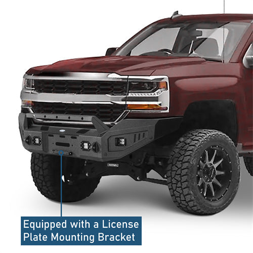 Full-Width Front Bumper w/ Winch Plate & LED Spotlights (16-18 Silverado 1500) -  LandShaker