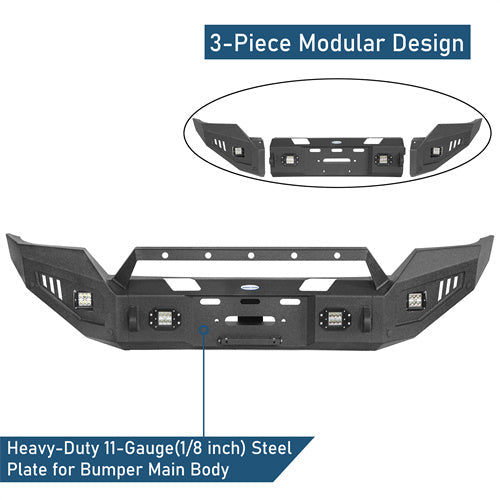 Full-Width Front Bumper w/ Winch Plate & LED Spotlights (16-18 Silverado 1500) -  LandShaker