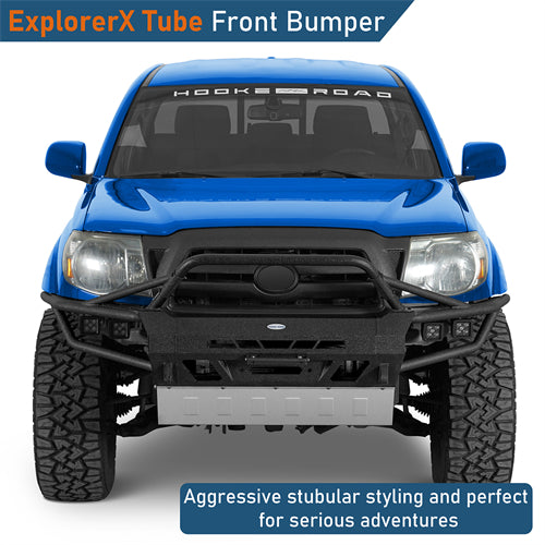 ExplorerX Tube Front Bumper w/ LED Lights For 2005-2011 Toyota Tacoma - Landshaker4x4