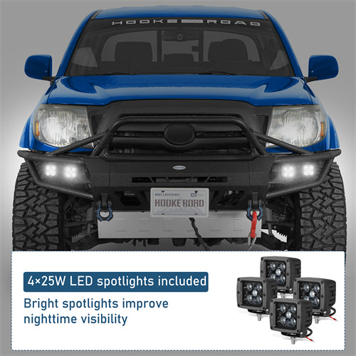 ExplorerX Tube Front Bumper w/ LED Lights For 2005-2011 Toyota Tacoma - Landshaker4x4