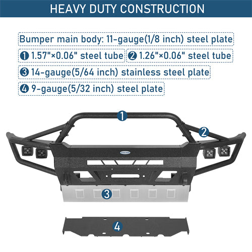 ExplorerX Tube Front Bumper w/ LED Lights For 2005-2011 Toyota Tacoma - Landshaker4x4