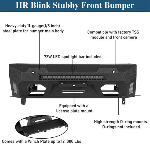 Aftermarket Blink Stubby Front Bumper For 2014-2024 Toyota 4Runner(Excluding Limited & Nightshade) - LandShaker4x4