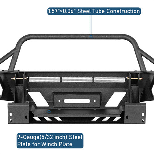 Earthshaker Front Bumper w/ Winch Plate & 4 LED Spot Lights For 2005-2011 Toyota Tacoma - LandShaker