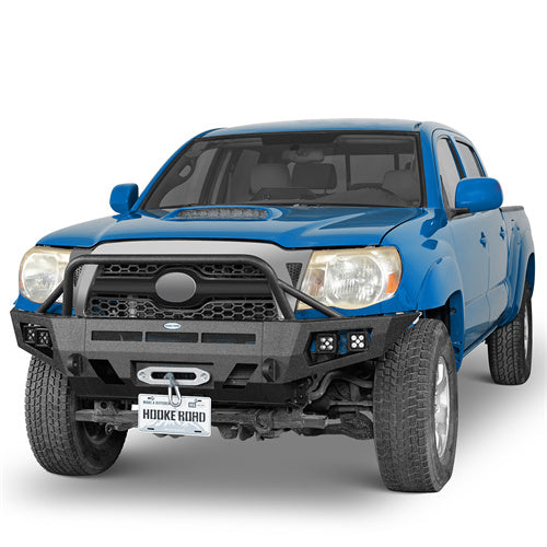Earthshaker Front Bumper w/ Winch Plate & 4 LED Spot Lights For 2005-2011 Toyota Tacoma - LandShaker