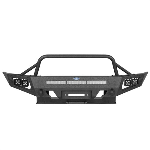 Earthshaker Front Bumper w/ Winch Plate & 4 LED Spot Lights For 2005-2011 Toyota Tacoma - LandShaker