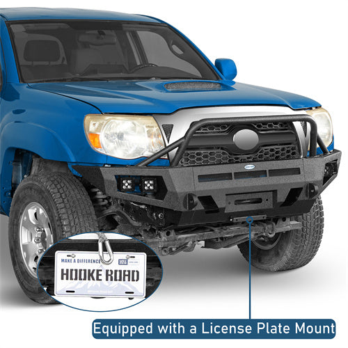 Earthshaker Front Bumper w/ Winch Plate & 4 LED Spot Lights For 2005-2011 Toyota Tacoma - LandShaker