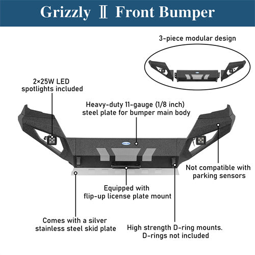 Front Bumper w/ LED Lights For 2016-2023 Toyota Tacoma 3rd Gen - LandShaker4x4