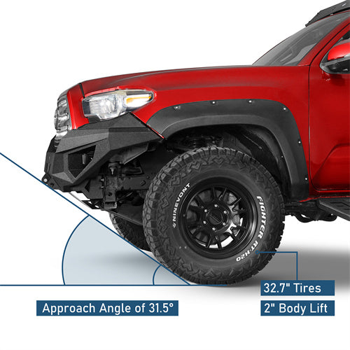 Front Bumper w/ LED Lights For 2016-2023 Toyota Tacoma 3rd Gen - LandShaker4x4