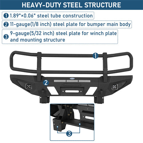 Front Bumper w/ Grille Guard For 2005-2011 Toyota Tacoma - Landshaker4x4