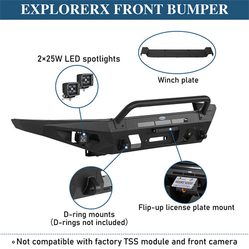 Front Bumper w/ LED Spotlights For 2016-2023 Toyota Tacoma - Landshaker4x4