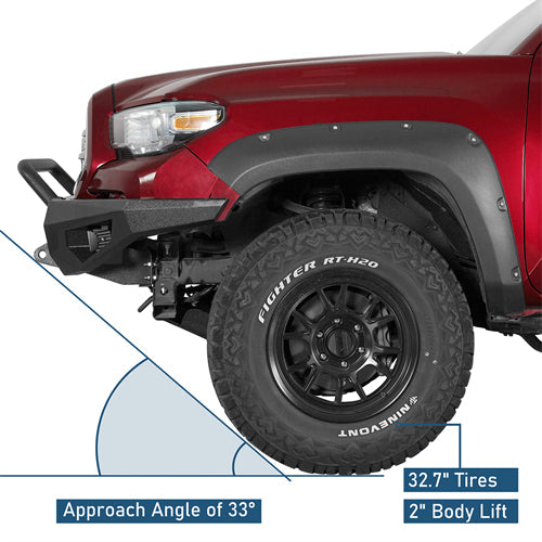 Front Bumper w/ LED Spotlights For 2016-2023 Toyota Tacoma - Landshaker4x4