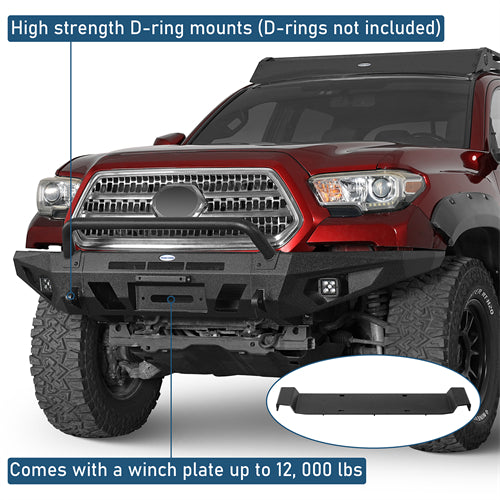 Front Bumper w/ LED Spotlights For 2016-2023 Toyota Tacoma - Landshaker4x4