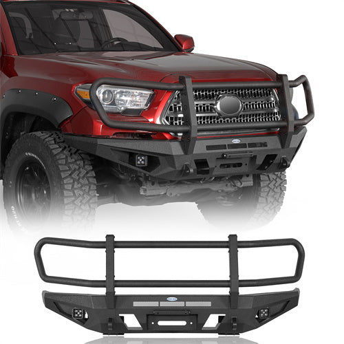 Road Trip Front Bumper w/ Grille Guard For 2016-2023 Toyota Tacoma - Landshaker4x4