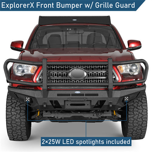 Road Trip Front Bumper w/ Grille Guard For 2016-2023 Toyota Tacoma - Landshaker4x4