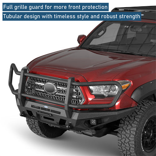 Road Trip Front Bumper w/ Grille Guard For 2016-2023 Toyota Tacoma - Landshaker4x4