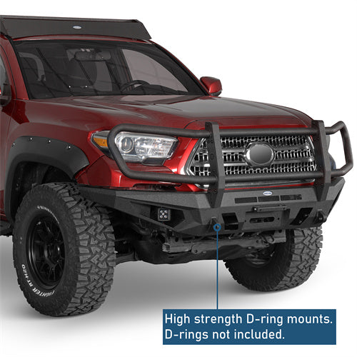 Road Trip Front Bumper w/ Grille Guard For 2016-2023 Toyota Tacoma - Landshaker4x4