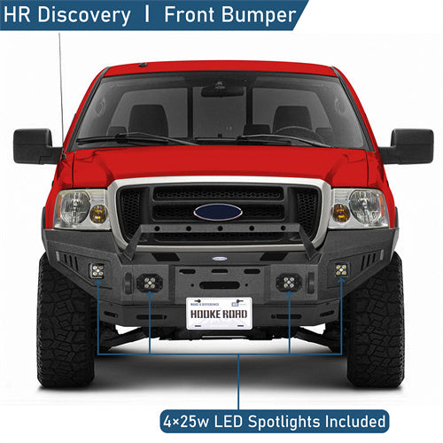 04-08 Ford F-150  Front Bumper w/ Winch Plate & 4 × LED Spotlights - LandShaker