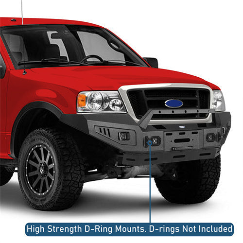04-08 Ford F-150  Front Bumper w/ Winch Plate & 4 × LED Spotlights - LandShaker