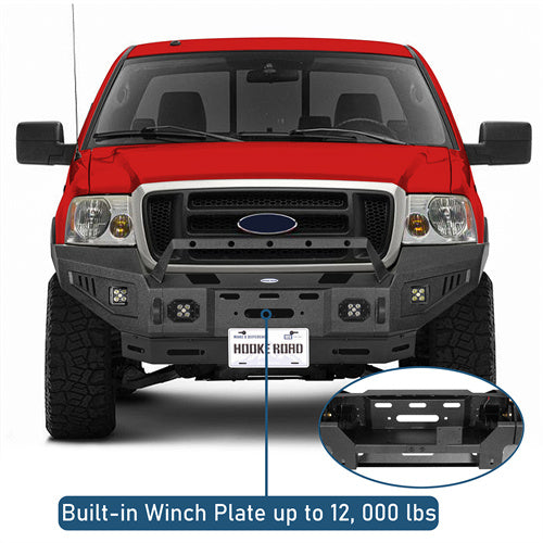04-08 Ford F-150  Front Bumper w/ Winch Plate & 4 × LED Spotlights - LandShaker
