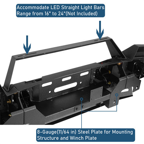04-08 Ford F-150  Front Bumper w/ Winch Plate & 4 × LED Spotlights - LandShaker
