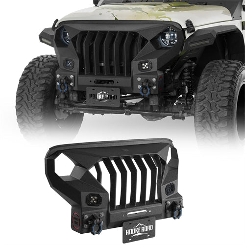 Full Width Front Bumper with Mad Max Grill & Side Steps(18-25 Jeep Wrangler JL 4 Door)-LandShaker