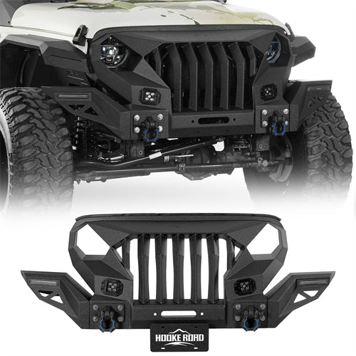 Mad Max Front Bumper w/Wings & Windshield Frame Cover(18-25 Jeep Wrangler JL & Gladiator JT(Excluding Wrangler 4xe, Rubicon 392, JT Mojave))-LandShaker