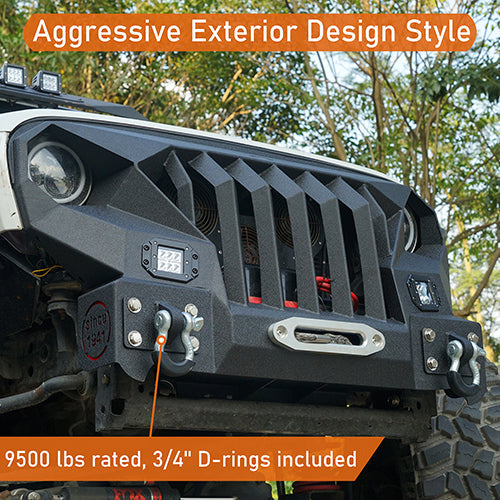 Front Bumper & Rear Bumper w/Spare Tire Carrier(07-18 Jeep Wrangler JK)-LandShaker