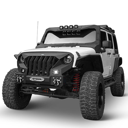 Front Bumper & Rear Bumper w/Spare Tire Carrier(07-18 Jeep Wrangler JK)-LandShaker