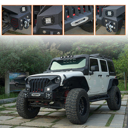 Front Bumper & Rear Bumper w/Spare Tire Carrier(07-18 Jeep Wrangler JK)-LandShaker