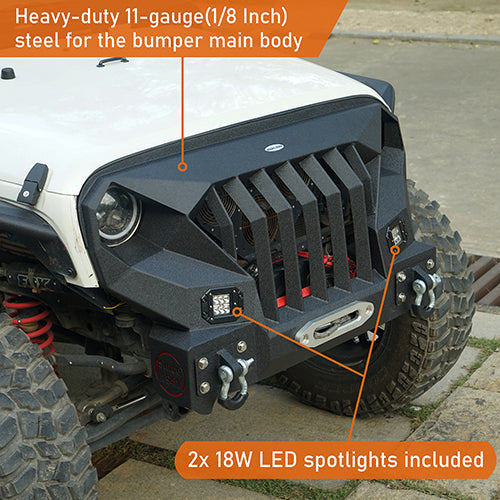 Front Bumper & Rear Bumper w/2 Inch Hitch Receiver(07-18 Jeep Wrangler JK)-LandShaker
