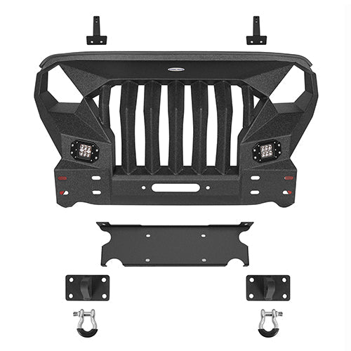 Front Bumper & Rear Bumper w/2 Inch Hitch Receiver(07-18 Jeep Wrangler JK)-LandShaker