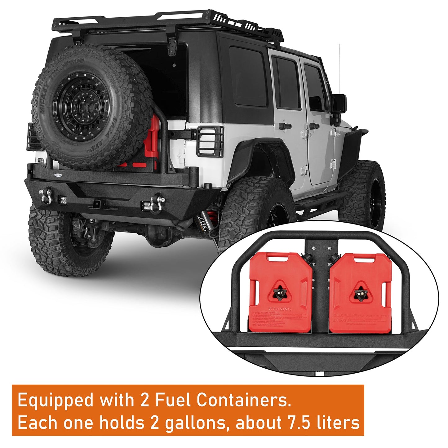 Full width Front Bumper & Rear Bumper w/Oil Drum Rack Bar(07-18 Jeep Wrangler JK)-LandShaker
