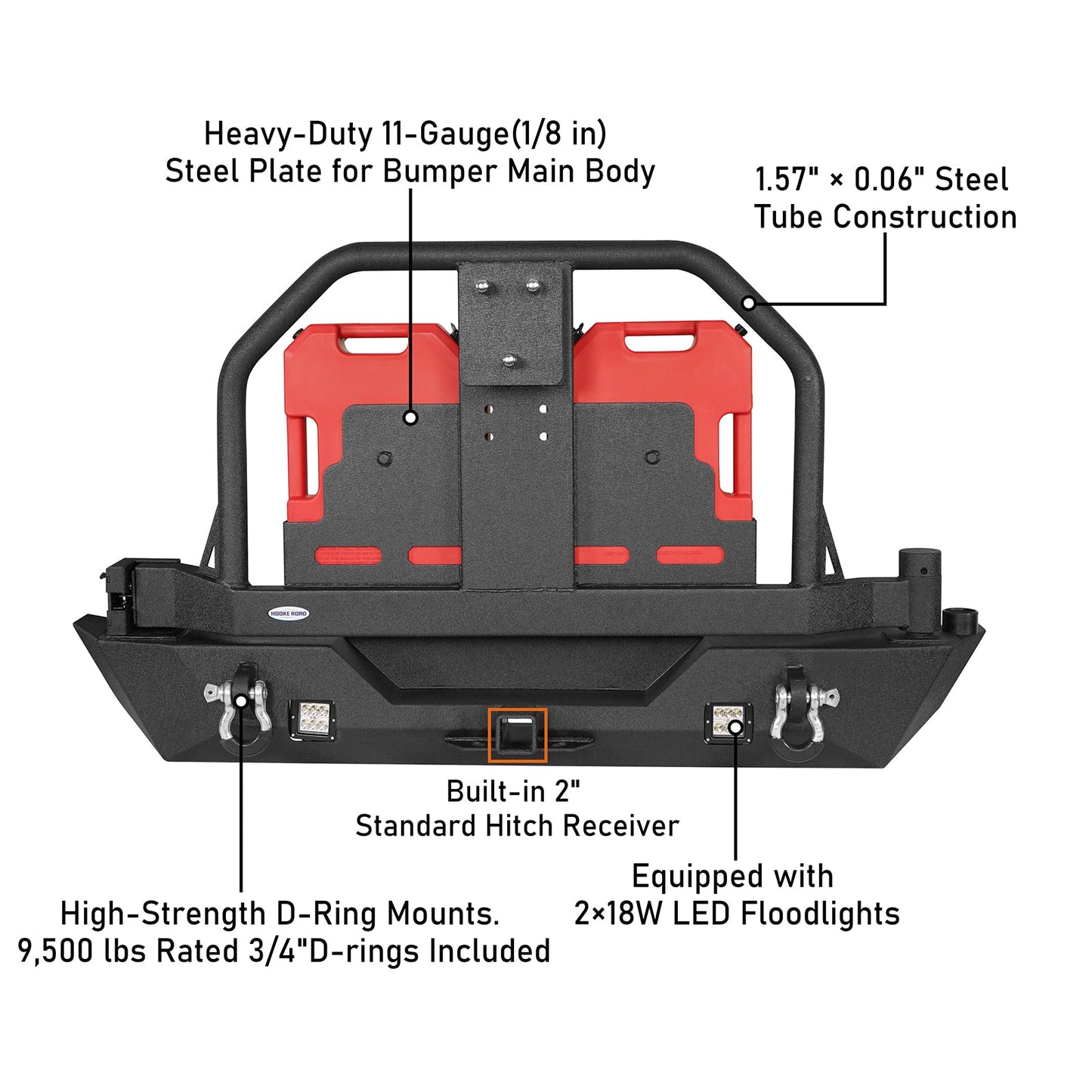 Full width Front Bumper & Rear Bumper w/Oil Drum Rack Bar(07-18 Jeep Wrangler JK)-LandShaker