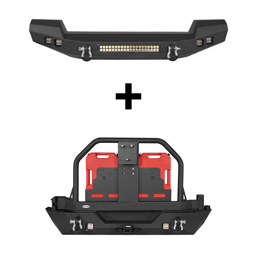 Full width Front Bumper & Rear Bumper w/Oil Drum Rack Bar(07-18 Jeep Wrangler JK)-LandShaker
