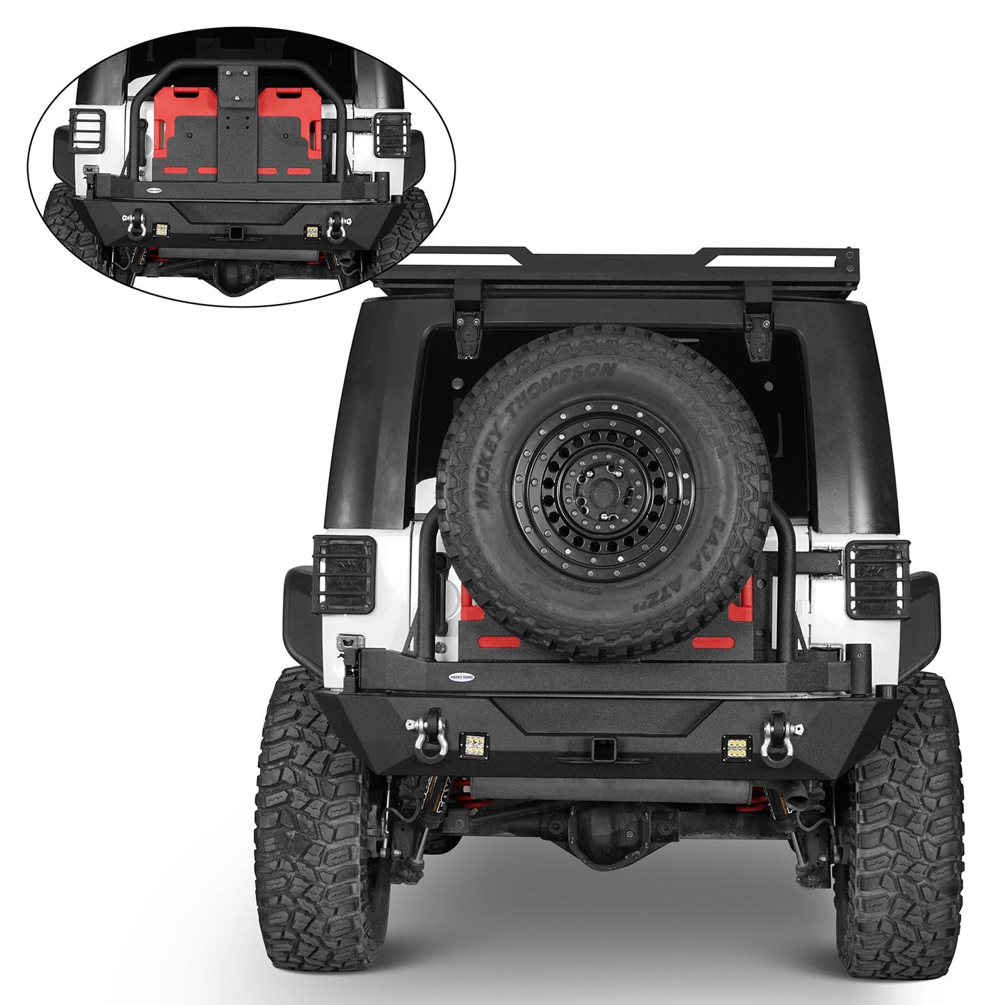 Full width Front Bumper & Rear Bumper w/Oil Drum Rack Bar(07-18 Jeep Wrangler JK)-LandShaker