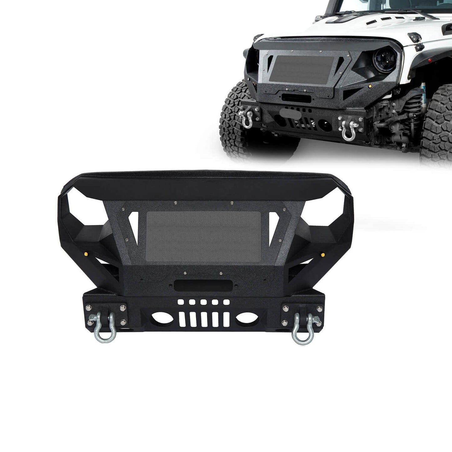 Mad Max Front Bumper w/Grill Guard & Winch Plate(07-18 Jeep Wrangler JK)-LandShaker
