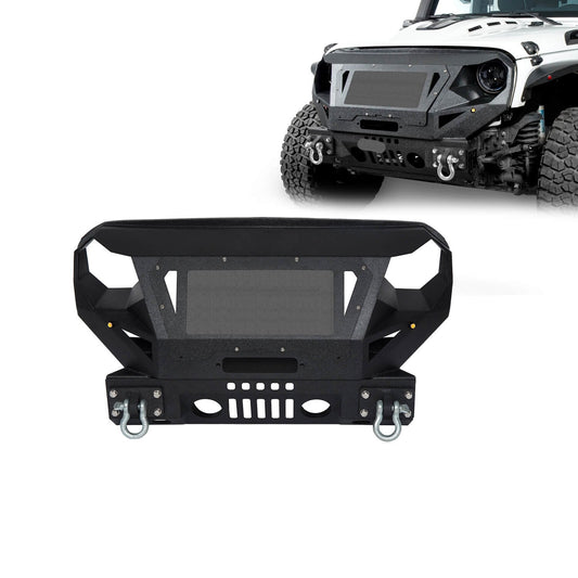 Mad Max Front Bumper w/Grill Guard & Winch Plate(07-18 Jeep Wrangler JK)-LandShaker