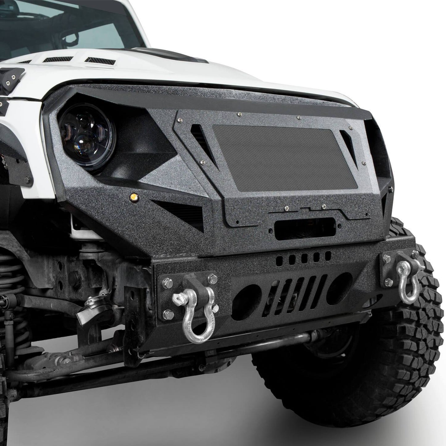 Mad Max Front Bumper w/Grill Guard & Winch Plate(07-18 Jeep Wrangler JK)-LandShaker