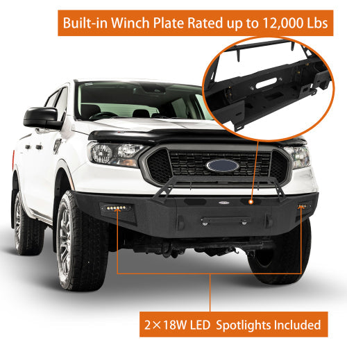 Front Bumper w/ Winch Plate (19-23 Ford Ranger) - LandShaker