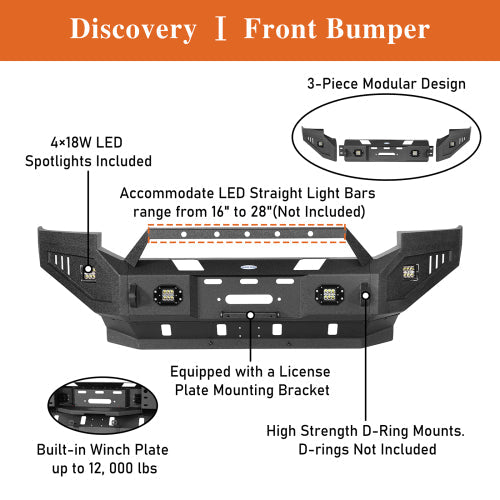 Front Bumper w/ Winch Plate & LED Spotlights (05-07 Ford F-250) - LandShaker