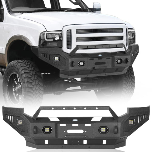 Front Bumper w/ Winch Plate & LED Spotlights (05-07 Ford F-250) - LandShaker