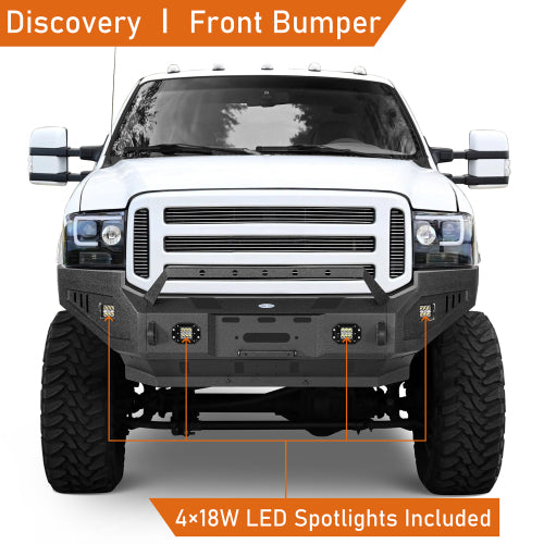 Front Bumper w/ Winch Plate & LED Spotlights (05-07 Ford F-250) - LandShaker