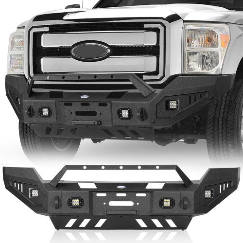 Front Bumper w/ Winch Plate & LED Spotlights (11-16 Ford F-250) - LandShaker