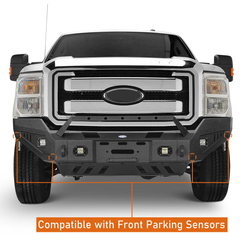 Front Bumper w/ Winch Plate & LED Spotlights (11-16 Ford F-250) - LandShaker