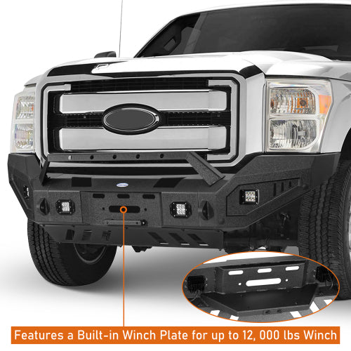 Front Bumper w/ Winch Plate & LED Spotlights (11-16 Ford F-250) - LandShaker