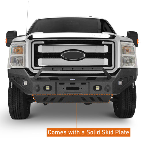 Front Bumper w/ Winch Plate & LED Spotlights (11-16 Ford F-250) - LandShaker