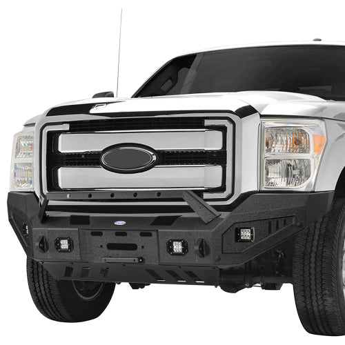 Front Bumper w/ Winch Plate & LED Spotlights (11-16 Ford F-250) - LandShaker
