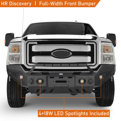 Front Bumper w/ Winch Plate & LED Spotlights (11-16 Ford F-250) - LandShaker