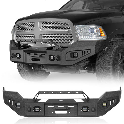Front Bumper w/ Winch Plate & LED Spotlights (13-18 Ram 1500, Excluding Rebel) - LandShaker