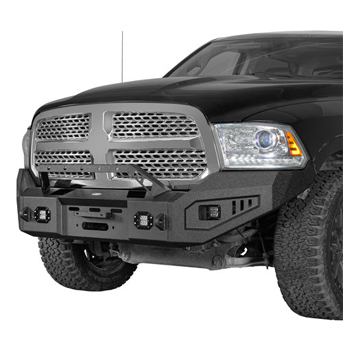 Front Bumper w/ Winch Plate & LED Spotlights (13-18 Ram 1500, Excluding Rebel) - LandShaker